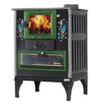 Poêle à bois multifuel portable avec four – Fonte & verre – Chauffage + cuisson