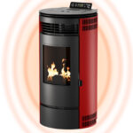 UMBRELLA® Poêle à granulés PR8 – 9 kW – Rouge – Chauffage performant et connecté