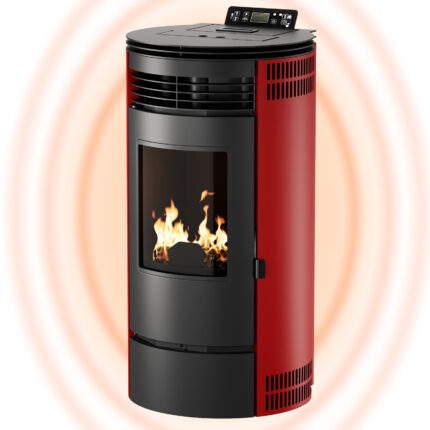 UMBRELLA® Poêle à granulés PR8 – 9 kW – Rouge – Chauffage performant et connecté