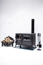 Poêle à bois en fonte avec four – Noir émaillé – 80 % d’efficacité – Fabrication robuste – Image 6
