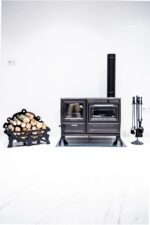 Poêle à bois en fonte avec four – Noir émaillé – 80 % d’efficacité – Fabrication robuste – Image 4