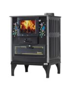 Poêle à bois multifuel portable avec four – Fonte & verre – Chauffage + cuisson – Image 2