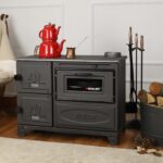 Poêle à bois en fonte avec four – 10 kW – Noir mat – Modèle SÜSLER001