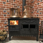 Cuisinière – Poêle à bois & charbon avec four – Fonte – 9 kW – Noir – Extra Large