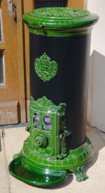 Poêle à bois Godin Grand Rond 3721A – Vert Majolique, 10 kW – Restauration complète – Image 10