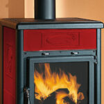 Poêle à bois La Nordica Extraflame Rossella R1 BII – Majolique Liberty Bordeaux – 11 kW – Image 4