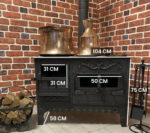 Cuisinière – Poêle à bois & charbon avec four – Fonte – 9 kW – Noir – Extra Large – Image 2