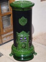 Poêle à bois Godin Grand Rond 3721A – Vert Majolique, 10 kW – Restauration complète – Image 8